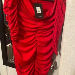 Ruched off the shoulder dress